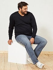 Jersey fino con cuello en V talla grande