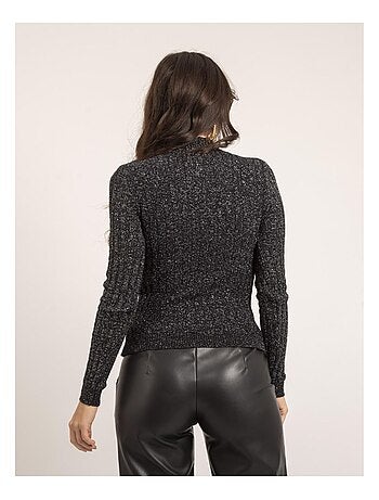 Jersey fino cuello alto de lentejuelas KABIANA
