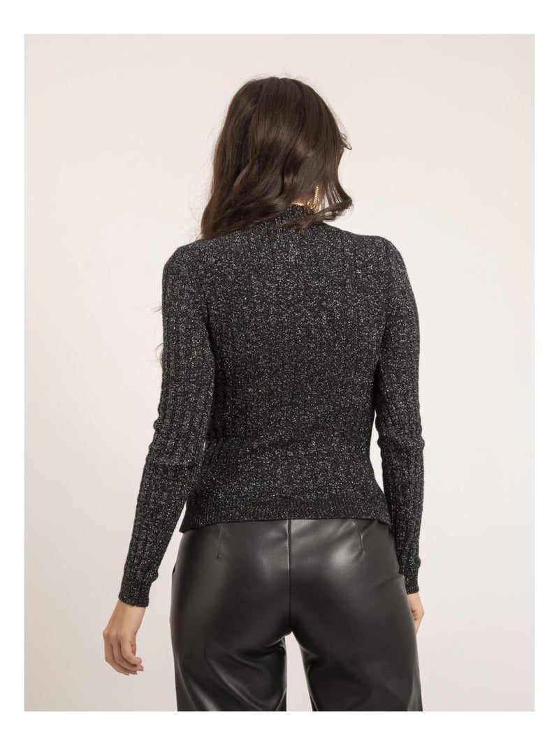 Jersey fino cuello alto de lentejuelas KABIANA Negro - Kiabi