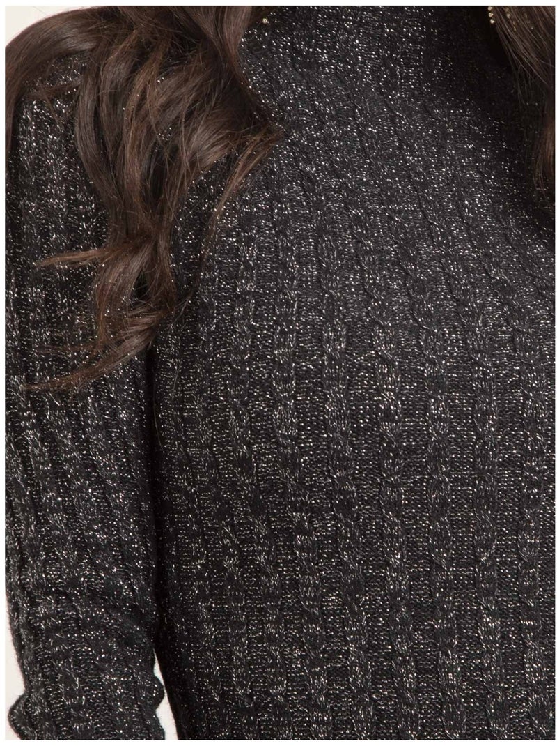 Jersey fino cuello alto de lentejuelas KABIANA Negro - Kiabi