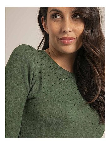 Jersey fino cuello redondo con strass KAPOLINA