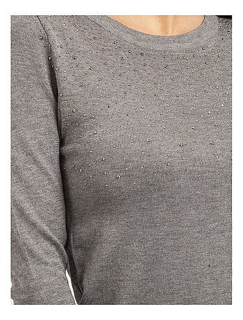Jersey fino cuello redondo con strass KAPOLINA