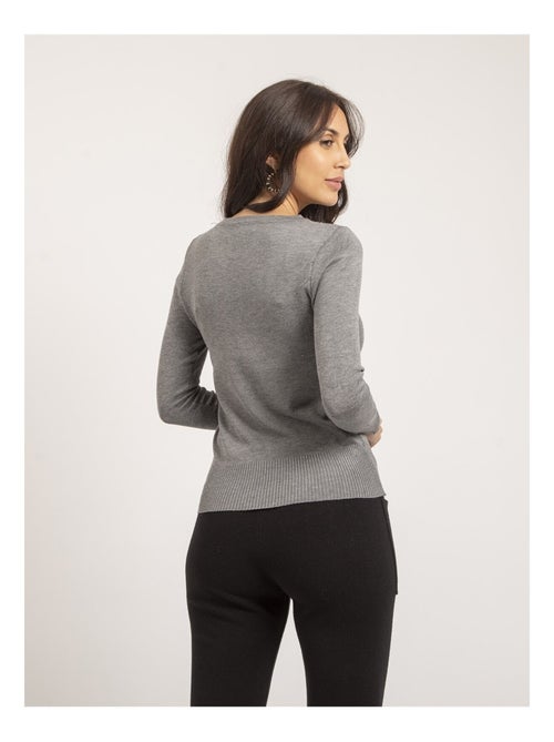 Jersey fino cuello redondo con strass KAPOLINA - Kiabi