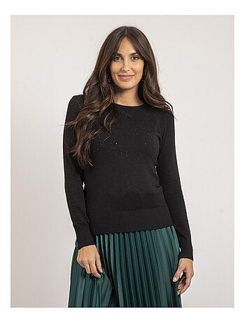 Jersey fino cuello redondo con strass KAPOLINA