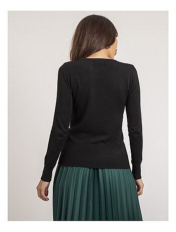 Jersey fino cuello redondo con strass KAPOLINA