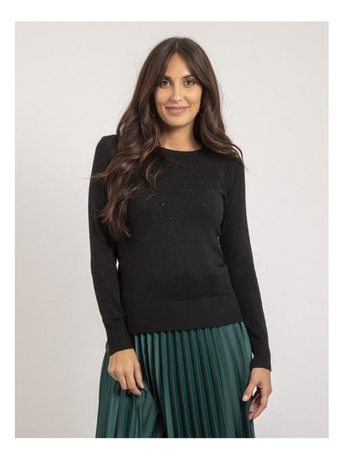 Jersey fino cuello redondo con strass KAPOLINA - Kiabi