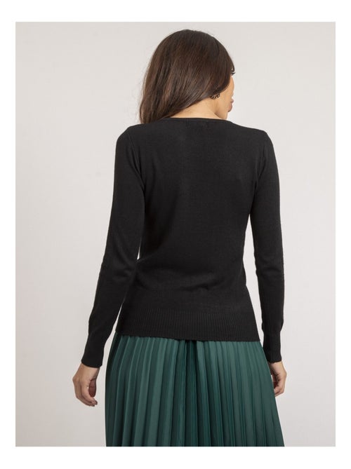 Jersey fino cuello redondo con strass KAPOLINA - Kiabi