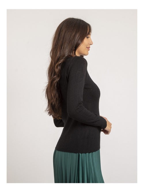 Jersey fino cuello redondo con strass KAPOLINA - Kiabi