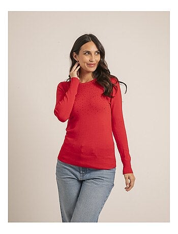 Jersey fino cuello redondo con strass KAPOLINA