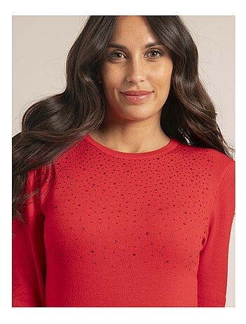 Jersey fino cuello redondo con strass KAPOLINA