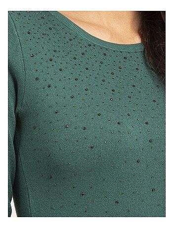 Jersey fino cuello redondo con strass KAPOLINA
