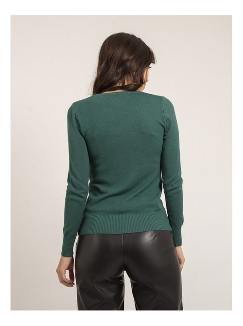 Jersey fino cuello redondo con strass KAPOLINA - Kiabi