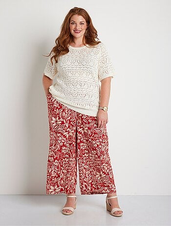 Jersey fino de algodón calado de manga corta - Afibel