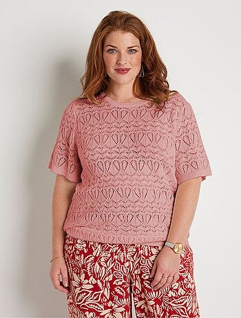 Jersey fino de algodón calado de manga corta - Afibel