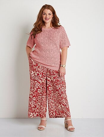 Jersey fino de algodón calado de manga corta - Afibel