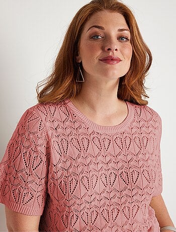 Jersey fino de algodón calado de manga corta - Afibel