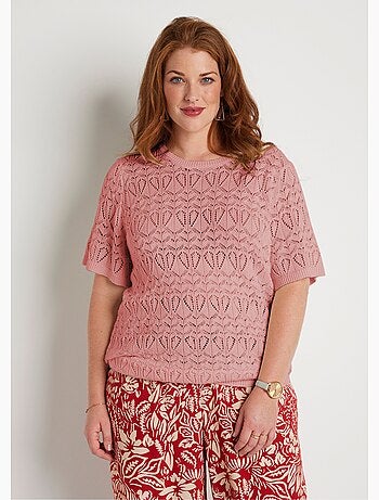 Jersey fino de algodón calado de manga corta - Afibel