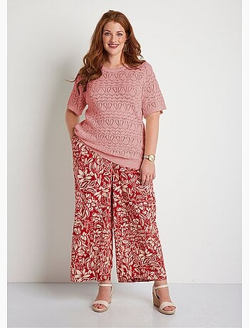 Jersey fino de algodón calado de manga corta - Afibel