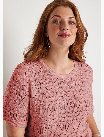 Jersey fino de algodón calado de manga corta - Afibel