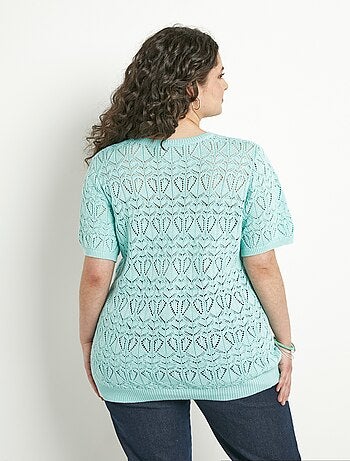 Jersey fino de algodón calado de manga corta - Afibel