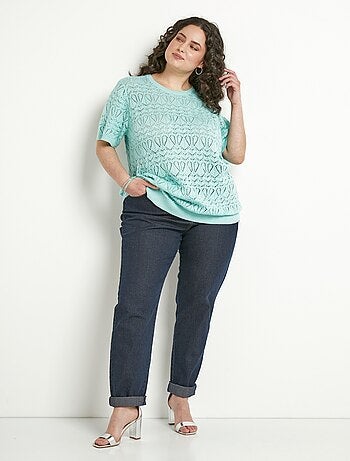 Jersey fino de algodón calado de manga corta - Afibel