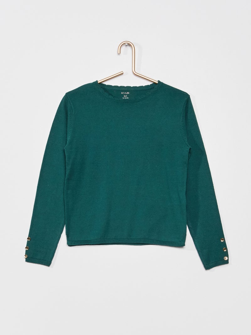 Jersey fino de algodón verde gris - Kiabi