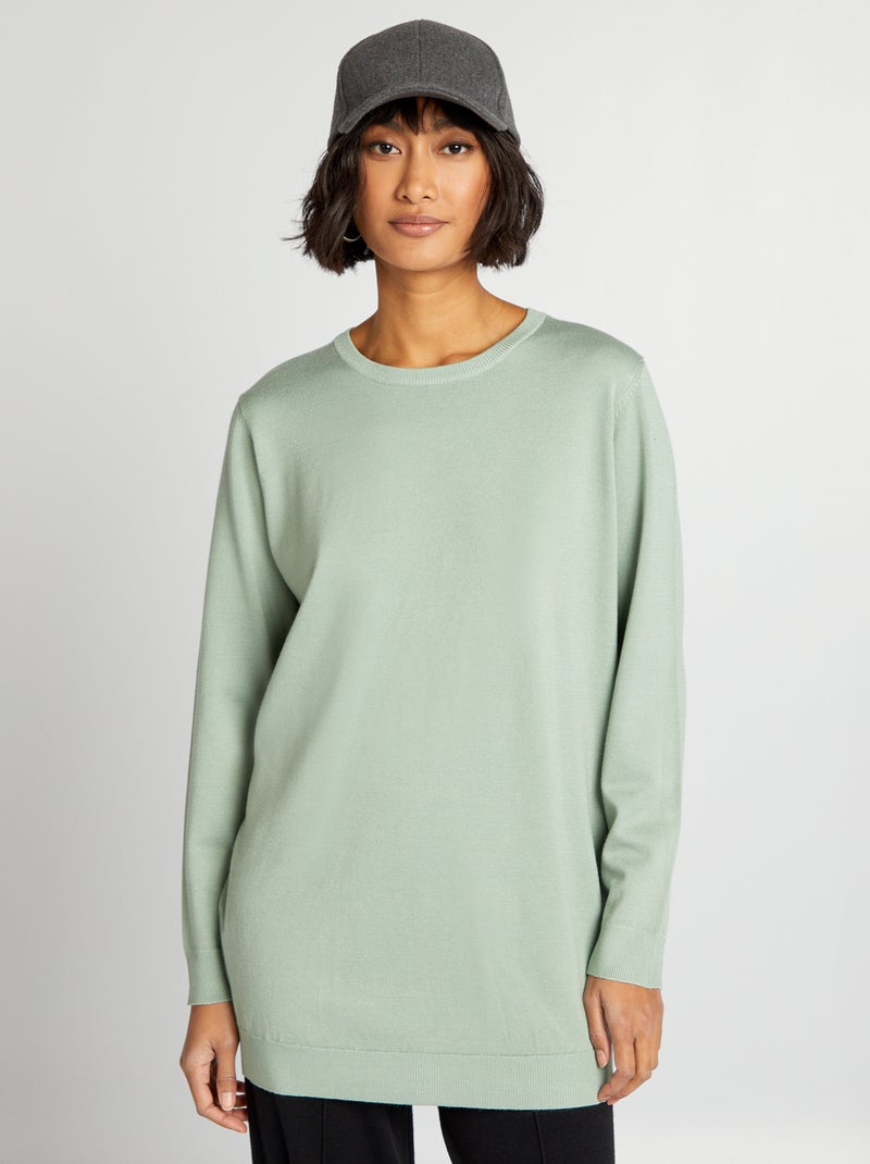 Jersey fino de corte largo VERDE - Kiabi