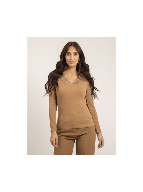 Jersey fino de cuello con encaje FALIA - Kiabi