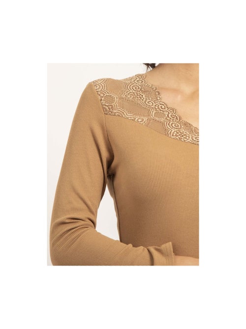 Jersey fino de cuello con encaje FALIA - Kiabi