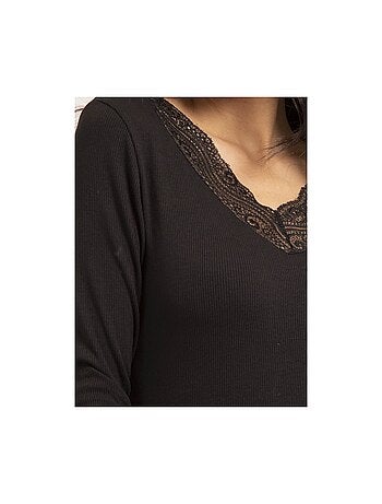 Jersey fino de cuello con encaje FALIA