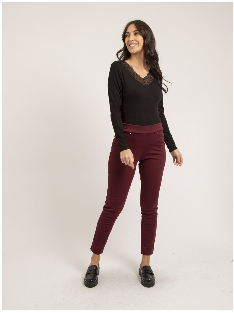 Jersey fino de cuello con encaje FALIA Negro - Kiabi