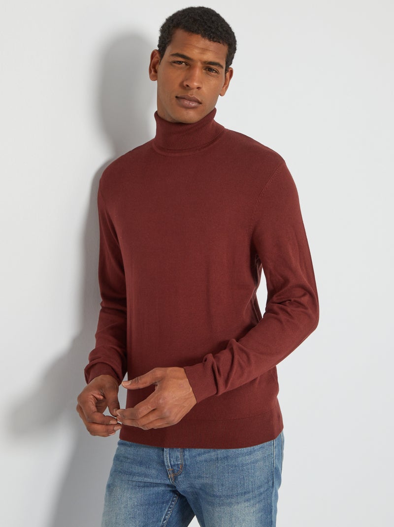 Jersey fino de cuello vuelto MARRON - Kiabi