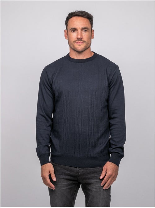 Jersey fino de jacquard con cuello redondo loranch - Kiabi
