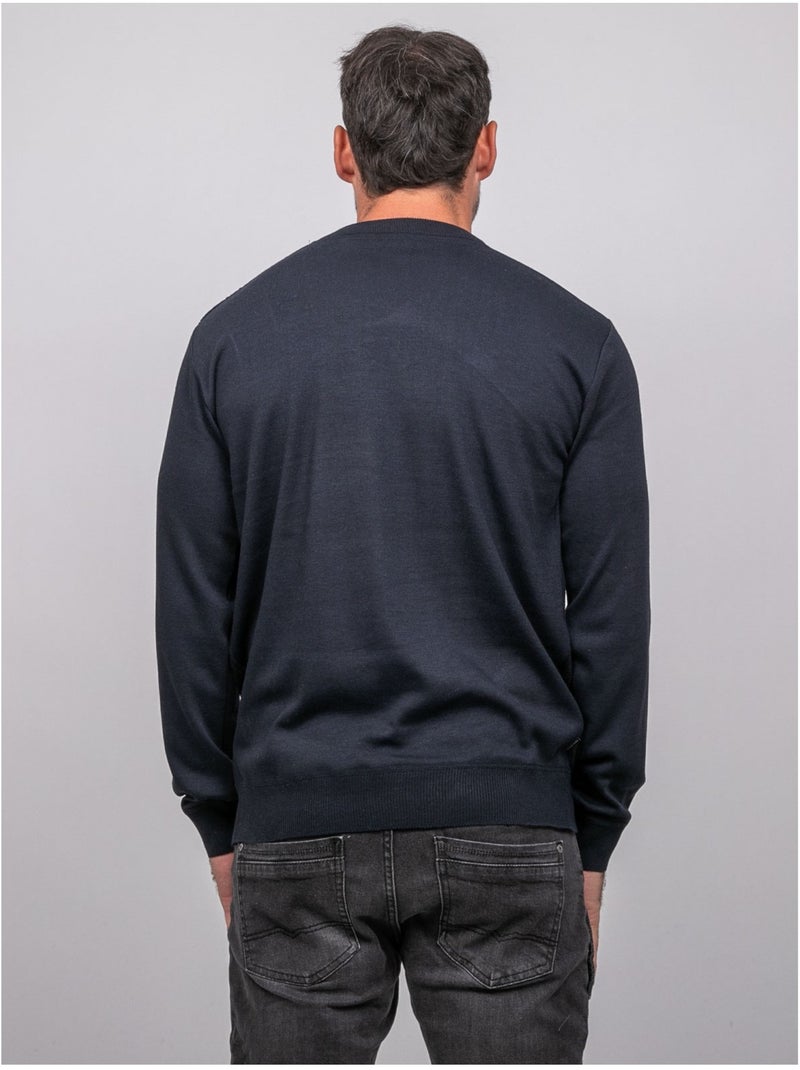 Jersey fino de jacquard con cuello redondo loranch Azul marino - Kiabi