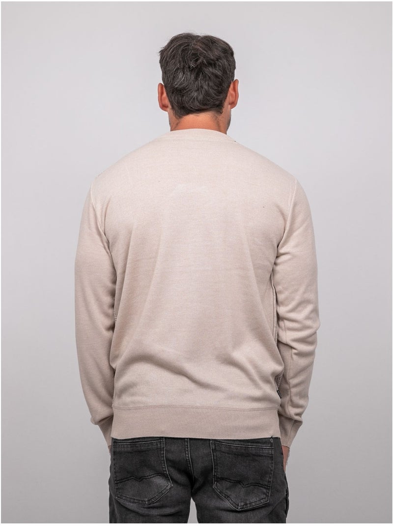 Jersey fino de jacquard con cuello redondo loranch Beige - Kiabi