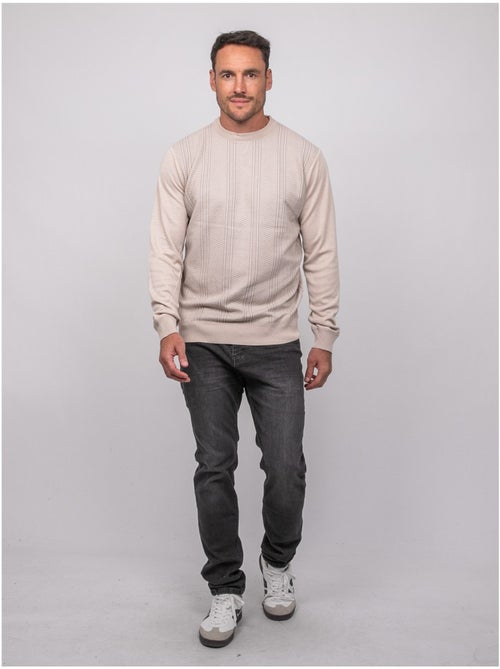 Jersey fino de jacquard con cuello redondo loranch - Kiabi