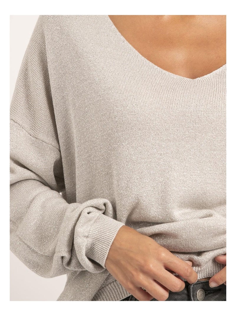 Jersey fino de lentejuelas KANGO Gris - Kiabi