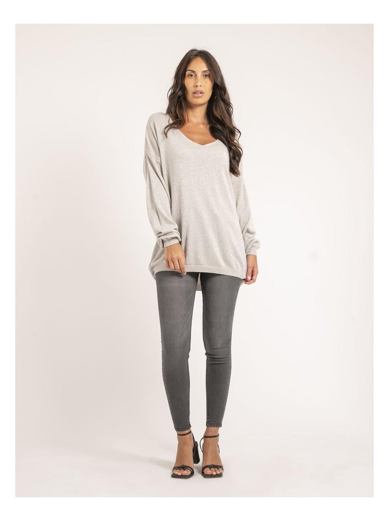 Jersey fino de lentejuelas KANGO Gris - Kiabi