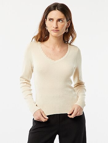 Jersey fino de manga larga con cuello de pico 'JDY'