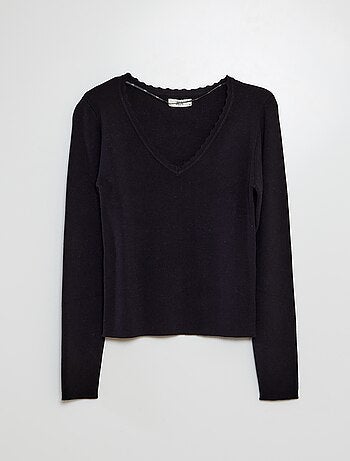 Jersey fino de manga larga con cuello de pico 'JDY'