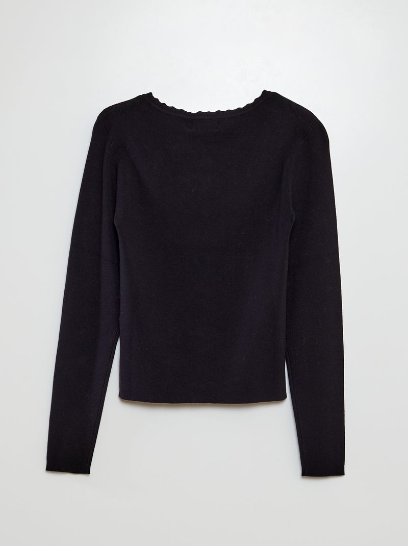 Jersey fino de manga larga con cuello de pico 'JDY' NEGRO - Kiabi