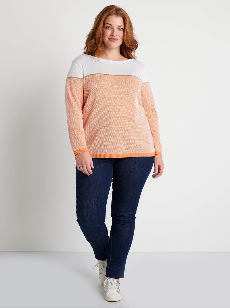 Jersey fino de manga larga con cuello redondo - Afibel Naranja - Kiabi