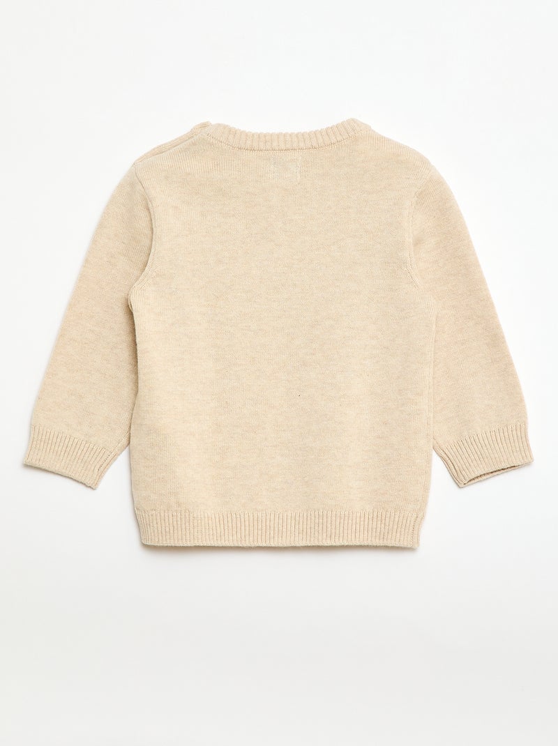 Jersey fino de punto con cuello abotonado Beige - Kiabi