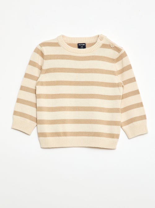 Jersey fino de punto con cuello abotonado - Kiabi