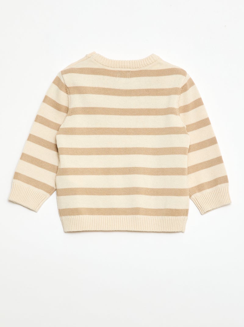 Jersey fino de punto con cuello abotonado Blanco - Kiabi