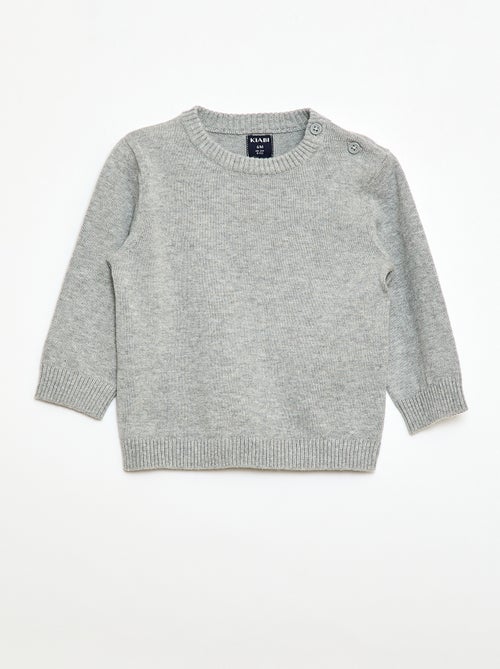 Jersey fino de punto con cuello abotonado - Kiabi