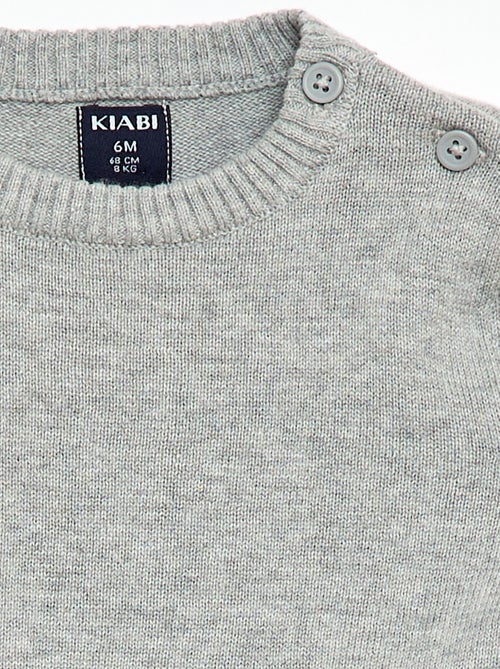 Jersey fino de punto con cuello abotonado - Kiabi