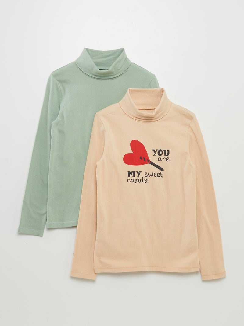 Jersey fino de punto con cuello vuelto - Pack de 2 BEIGE - Kiabi