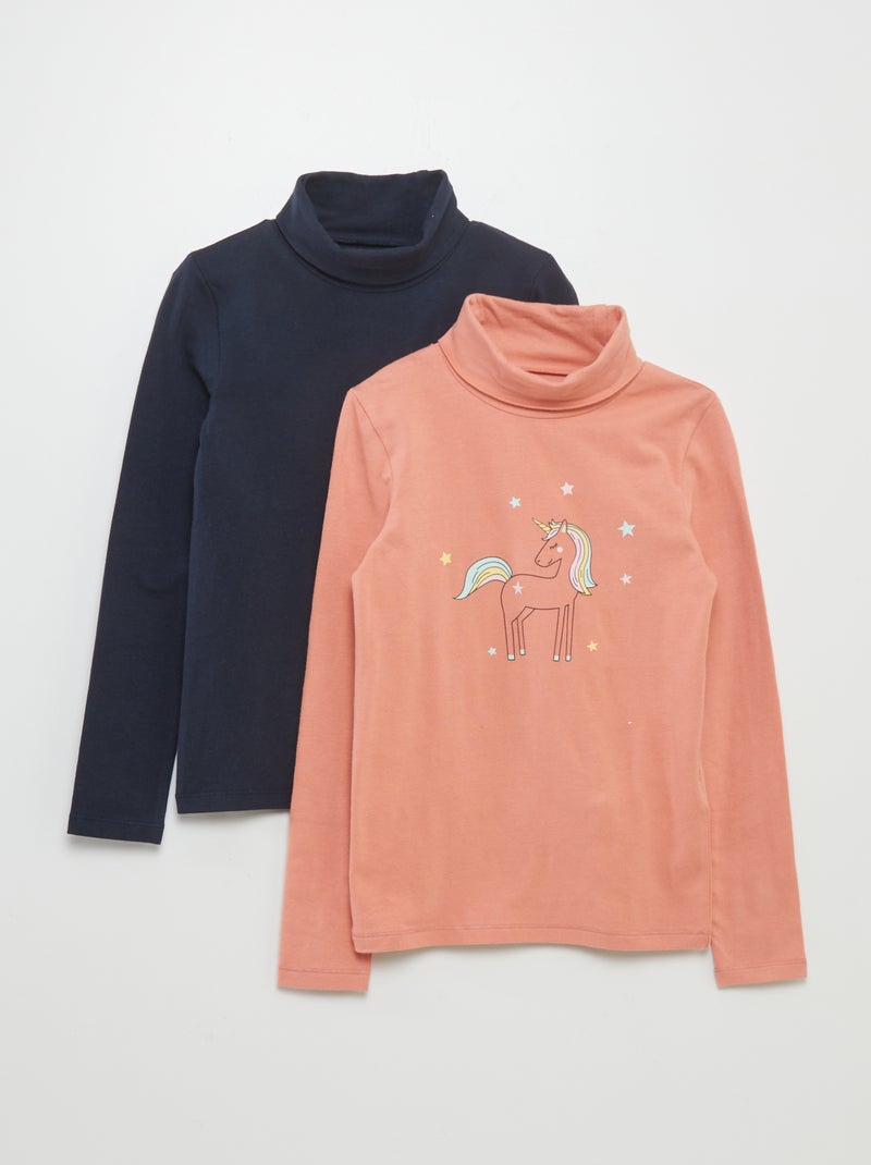 Jersey fino de punto con cuello vuelto - Pack de 2 NARANJA - Kiabi