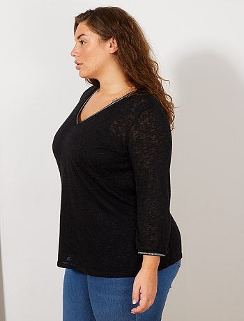 Jersey fino efecto lino - Kiabi